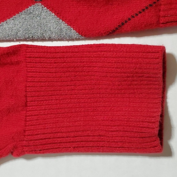 Argyle checkered sweatee cardigan. Red and Gray Button down. Size petite Lg. - Picture 9 of 11